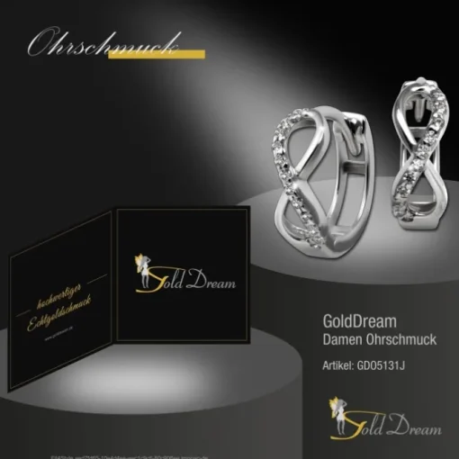 GoldDream Creole Unendlich Zirkonia Ohrring 333 Weißgold Echtschmuck GDO5131J