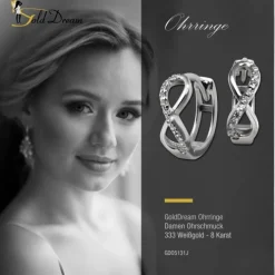 GoldDream Creole Unendlich Zirkonia Ohrring 333 Weißgold Echtschmuck GDO5131J