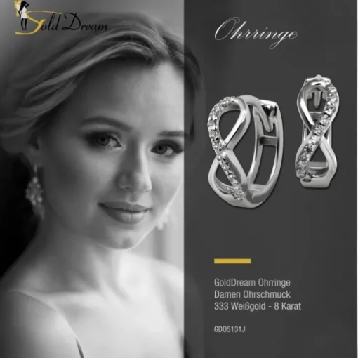 GoldDream Creole Unendlich Zirkonia Ohrring 333 Weißgold Echtschmuck GDO5131J