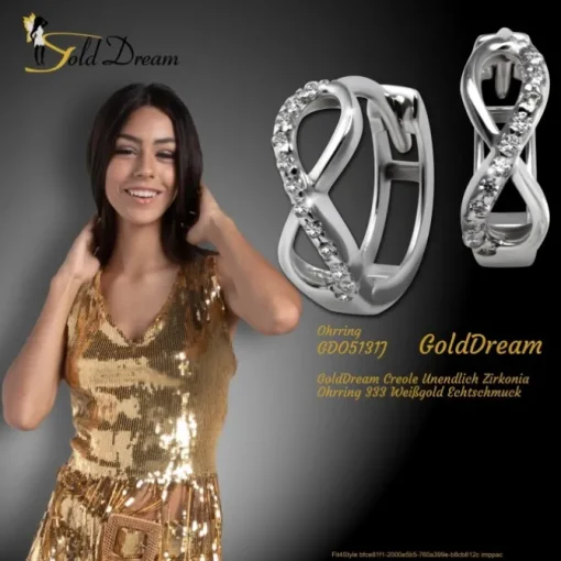 GoldDream Creole Unendlich Zirkonia Ohrring 333 Weißgold Echtschmuck GDO5131J