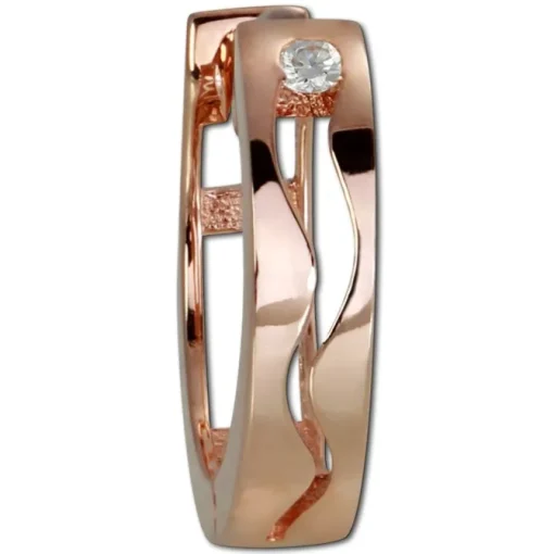 GoldDream Creole Welle Zirkonia Ohrring 333er Rosegold Echtschmuck GDO5061E