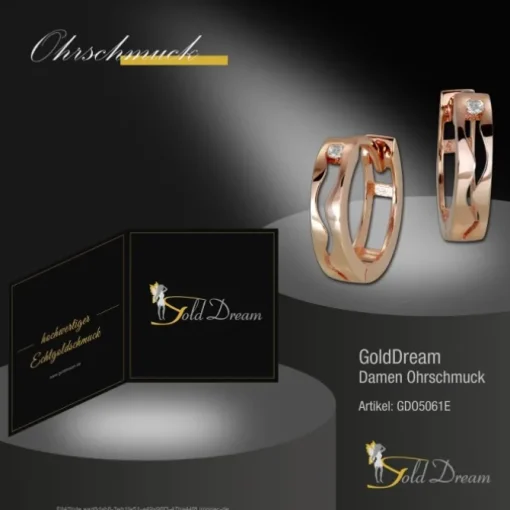 GoldDream Creole Welle Zirkonia Ohrring 333er Rosegold Echtschmuck GDO5061E