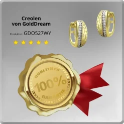 GoldDream Creole Welle Zirkonia weiß Ohrring 333 Gelbgold Echtschmuck GDO527WY