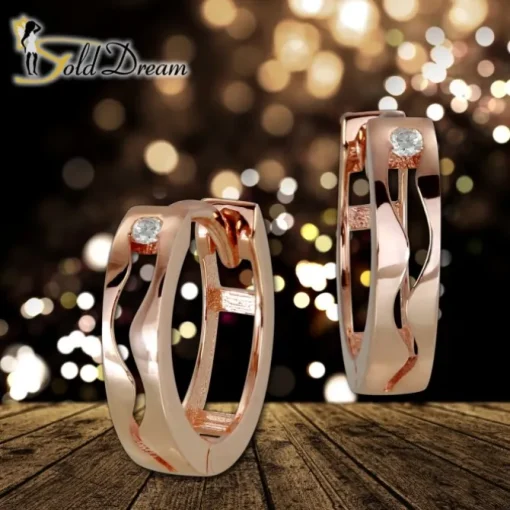 GoldDream Creole Welle Zirkonia Ohrring 333er Rosegold Echtschmuck GDO5061E