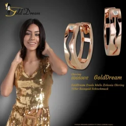 GoldDream Creole Welle Zirkonia Ohrring 333er Rosegold Echtschmuck GDO5061E