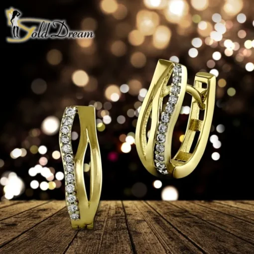 GoldDream Creole Wellen Zirkonia Ohrring 333 Gelbgold Echtschmuck GDO532WY
