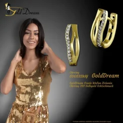 GoldDream Creole Wellen Zirkonia Ohrring 333 Gelbgold Echtschmuck GDO532WY