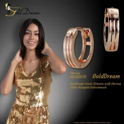GoldDream Creole Zirkonia weiß Ohrring 333er Rosegold Echtschmuck GDO5011E