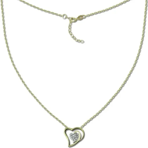 GoldDream Damen Colliers Halskette Doppelherz 42-45cm Gelbgold 8 Karat GDK50545Y