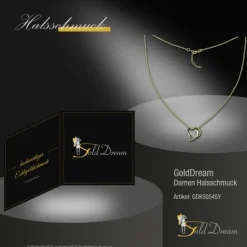 GoldDream Damen Colliers Halskette Doppelherz 42-45cm Gelbgold 8 Karat GDK50545Y