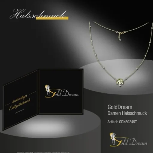 GoldDream Damen Colliers Halskette Lebensbaum 44-46cm Gelbgold 8 Karat GDK50245T