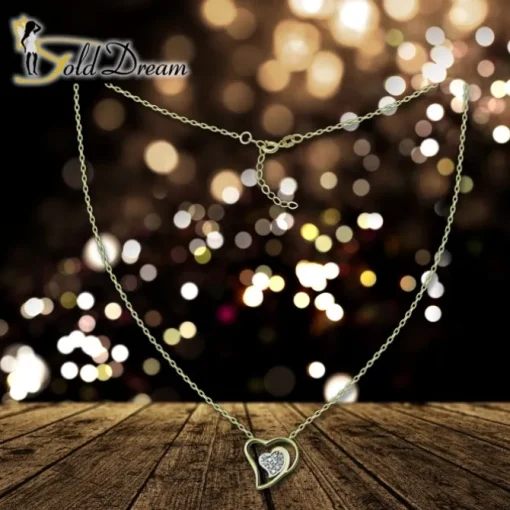 GoldDream Damen Colliers Halskette Doppelherz 42-45cm Gelbgold 8 Karat GDK50545Y