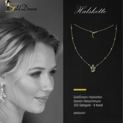 GoldDream Damen Colliers Halskette Engel 43-45cm Gelbgold 8 Karat GDK50445T