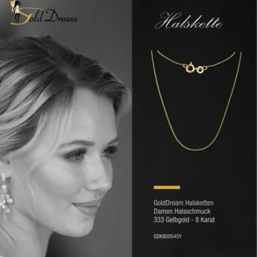 GoldDream Damen Colliers Halskette 45cm Gelbgold 8 Karat GDKB00545Y