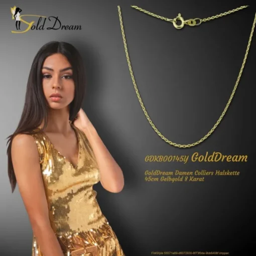 GoldDream Damen Colliers Halskette 45cm Gelbgold 8 Karat GDKB00145Y