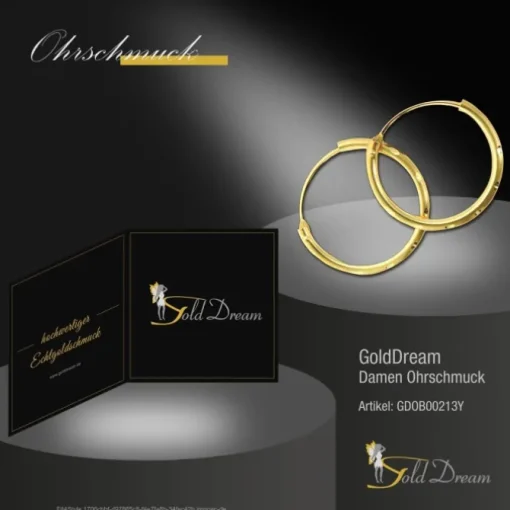 GoldDream Damen Creolen Ohrring 13mm Gelbgold 8 Karat GDOB00213Y