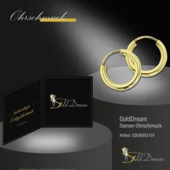 GoldDream Damen Creolen Ohrring 15mm Gelbgold 8 Karat GDOB00315Y