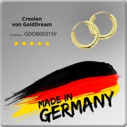 GoldDream Damen Creolen Ohrring 15mm Gelbgold 8 Karat GDOB00315Y