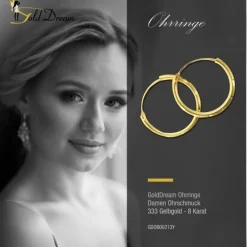 GoldDream Damen Creolen Ohrring 13mm Gelbgold 8 Karat GDOB00213Y
