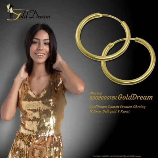 GoldDream Damen Creolen Ohrring 17,5mm Gelbgold 8 Karat GDOB00018K