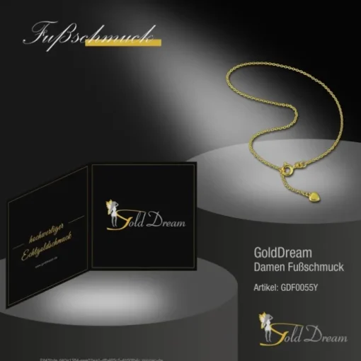 GoldDream Fußkette Herz 333 Gold 25cm Damen 8 Karat Echtschmuck GDF0055Y
