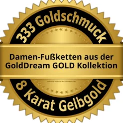 GoldDream Fußkette Herz 333 Gold 25cm Damen 8 Karat Echtschmuck GDF0055Y