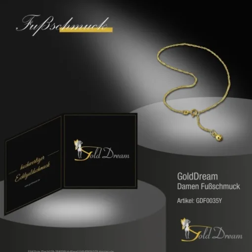 GoldDream Fußkette Singapur Kugel 333 Gold 25cm Damen Echtschmuck GDF0035Y