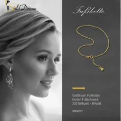 GoldDream Fußkette Singapur Kugel 333 Gold 25cm Damen Echtschmuck GDF0035Y
