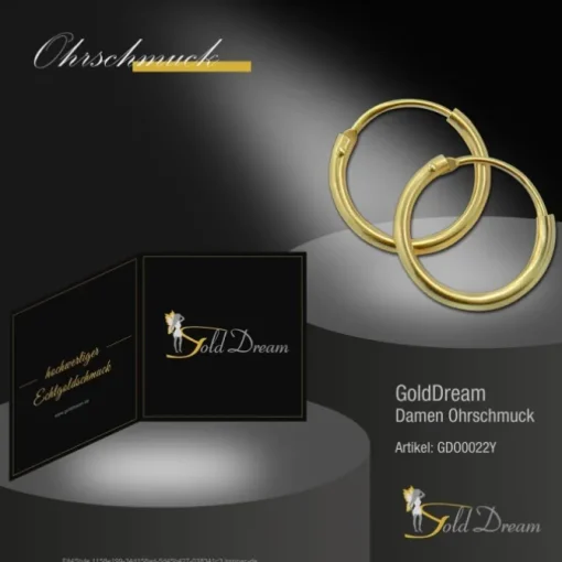 GoldDream Gold Creole 13mm Ohrring 333er Gelbgold Echtschmuck GDO0022Y