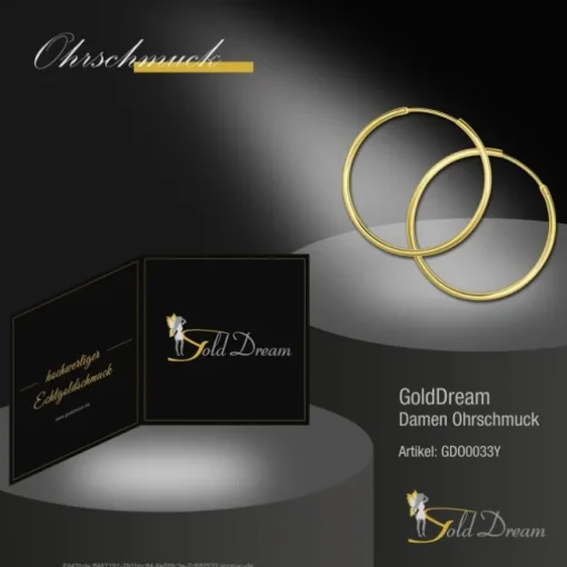 GoldDream Gold Creole 32mm Ohrring 333er Gelbgold Echtschmuck GDO0033Y