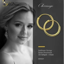 GoldDream Gold Creole 13mm Ohrring 333er Gelbgold Echtschmuck GDO0022Y