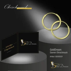 GoldDream Gold Creole 25mm Ohrring 333er Gelbgold Echtschmuck GDO0032Y