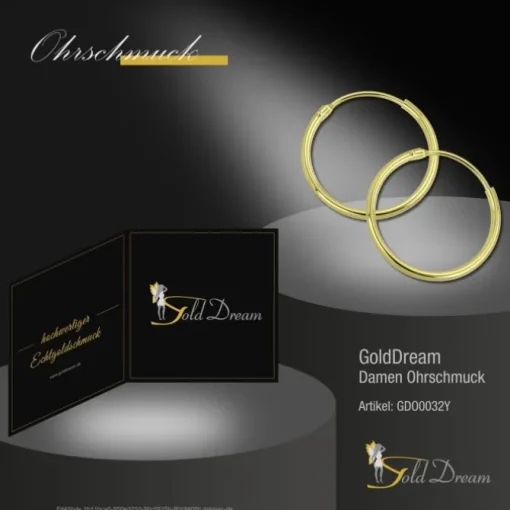 GoldDream Gold Creole 25mm Ohrring 333er Gelbgold Echtschmuck GDO0032Y