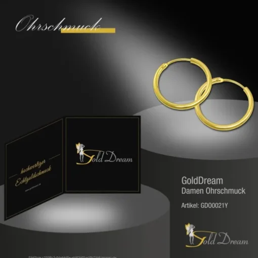 GoldDream Gold Creole 15mm Ohrring 333er Gelbgold Echtschmuck GDO0021Y