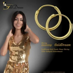 GoldDream Gold Creole 13mm Ohrring 333er Gelbgold Echtschmuck GDO0022Y