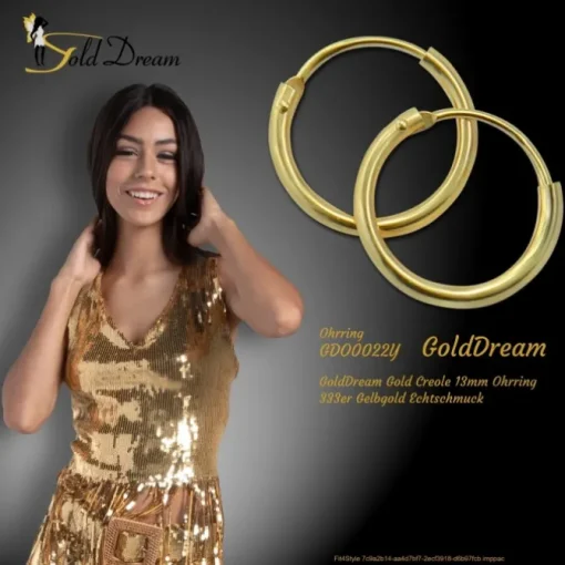 GoldDream Gold Creole 13mm Ohrring 333er Gelbgold Echtschmuck GDO0022Y
