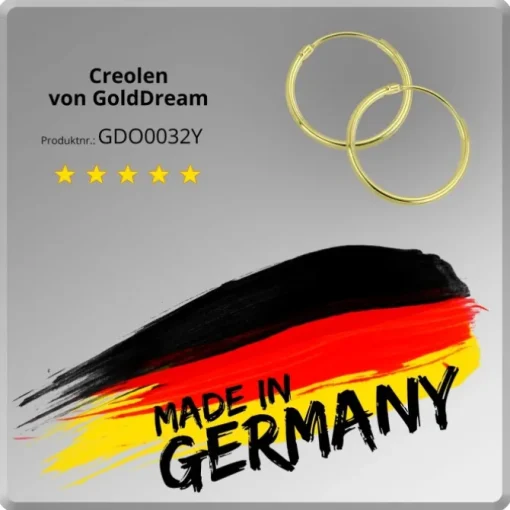 GoldDream Gold Creole 25mm Ohrring 333er Gelbgold Echtschmuck GDO0032Y