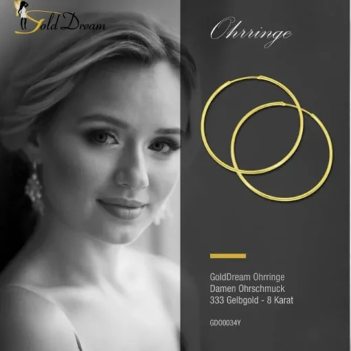 GoldDream Gold Creole 44mm Ohrring 333er Gelbgold Echtschmuck GDO0034Y