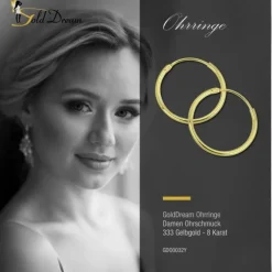 GoldDream Gold Creole 25mm Ohrring 333er Gelbgold Echtschmuck GDO0032Y