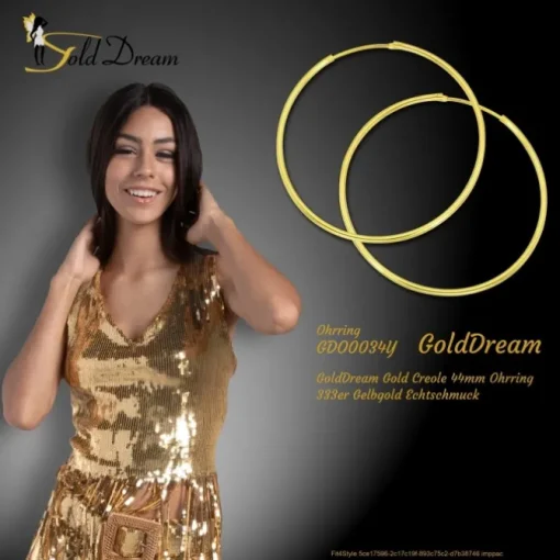 GoldDream Gold Creole 44mm Ohrring 333er Gelbgold Echtschmuck GDO0034Y