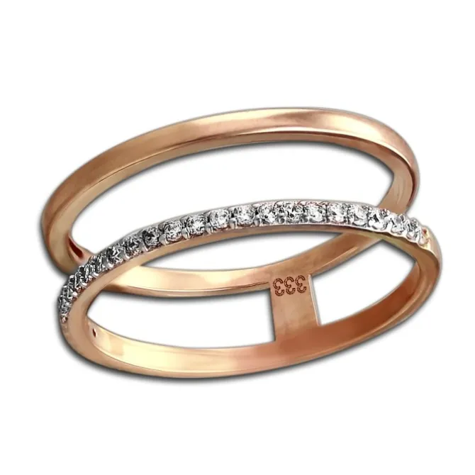 GoldDream Gold Doppel Ring Zirkonia weiß Gr.60 333er Rosegold GDR505E60