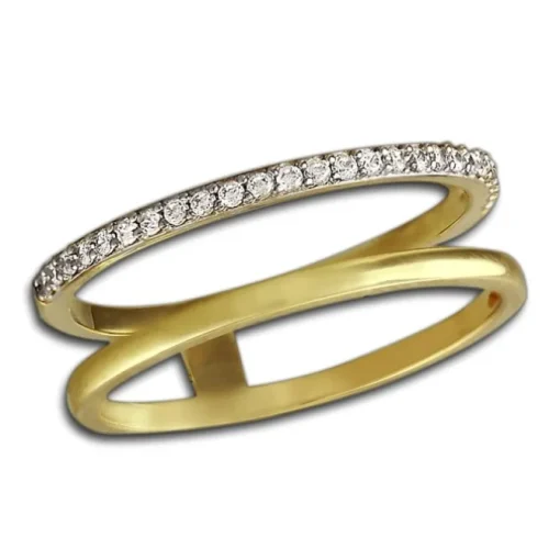 GoldDream Gold Doppel Ring Zirkonia weiß Gr.54 333er Gelbgold GDR505Y54