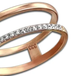 GoldDream Gold Doppel Ring Zirkonia weiß Gr.60 333er Rosegold GDR505E60