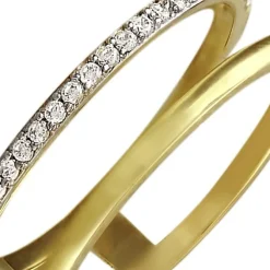 GoldDream Gold Doppel Ring Zirkonia weiß Gr.56 333er Gelbgold GDR505Y56