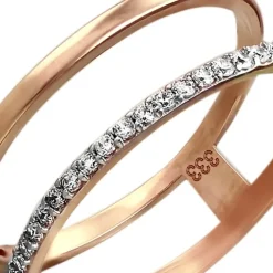 GoldDream Gold Doppel Ring Zirkonia weiß Gr.54 333er Rosegold GDR505E54