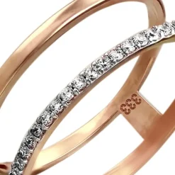GoldDream Gold Doppel Ring Zirkonia weiß Gr.58 333er Rosegold GDR505E58