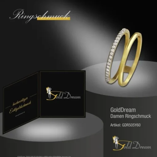 GoldDream Gold Doppel Ring Zirkonia weiß Gr.60 333er Gelbgold GDR505Y60