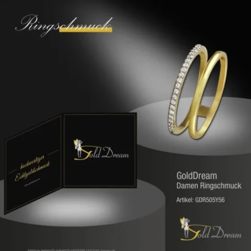 GoldDream Gold Doppel Ring Zirkonia weiß Gr.56 333er Gelbgold GDR505Y56