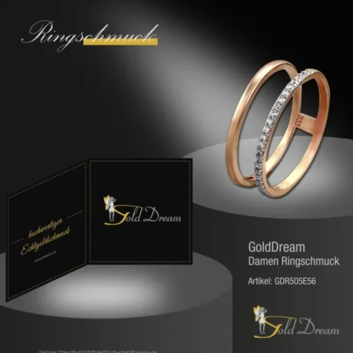 GoldDream Gold Doppel Ring Zirkonia weiß Gr.56 333er Rosegold GDR505E56