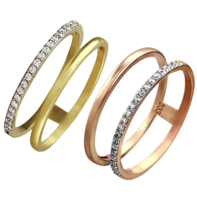 GoldDream Gold Doppel Ring Zirkonia weiß Gr.60 333er Rosegold GDR505E60